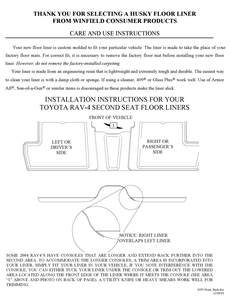 HUSKY LINERS 6595 Care and use instructions