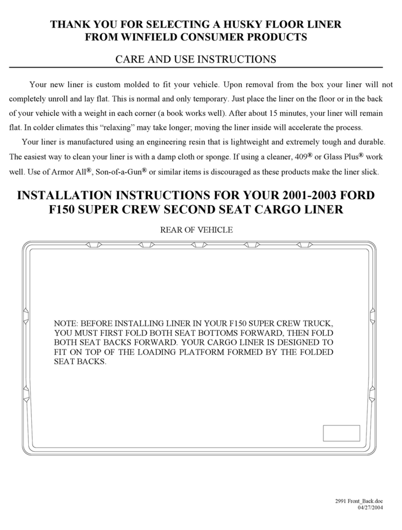 HUSKY LINERS 2991 Care and use instructions