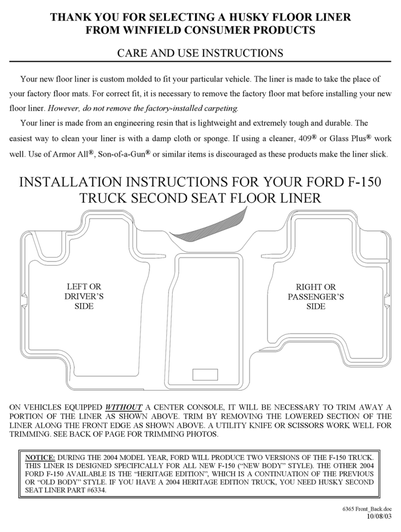 HUSKY LINERS 6365 Care and use instructions