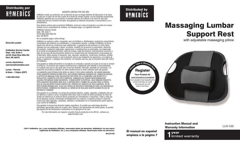 HoMedics LUV-100 Instruction manual and warranty information HoMedics LUV-100 Instruction manual and warranty information