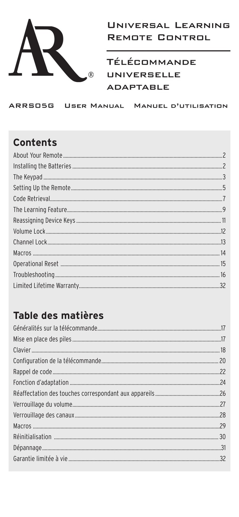 Acoustic Research ARRS05G user manual