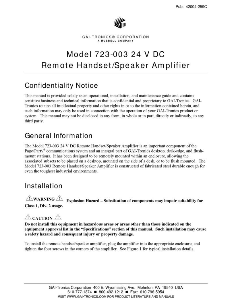 GAI-Tronics 723-003 Quick manual