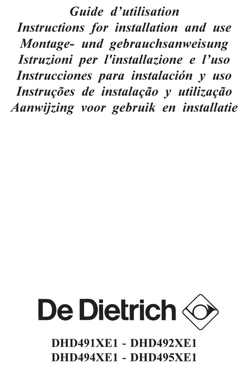 DeDietrich DHD491XE1 Instructions for installation and use