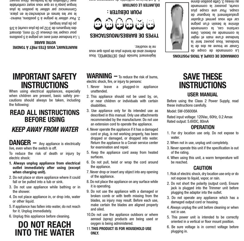 Conair GMT255CSC Instruction booklet