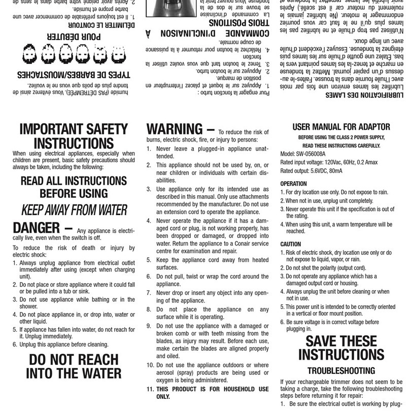 Conair GMT183WCSC User manual