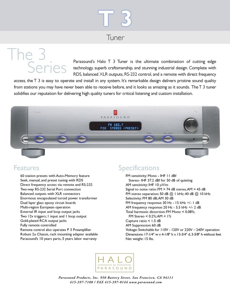 Parasound Halo T 3 Specifications