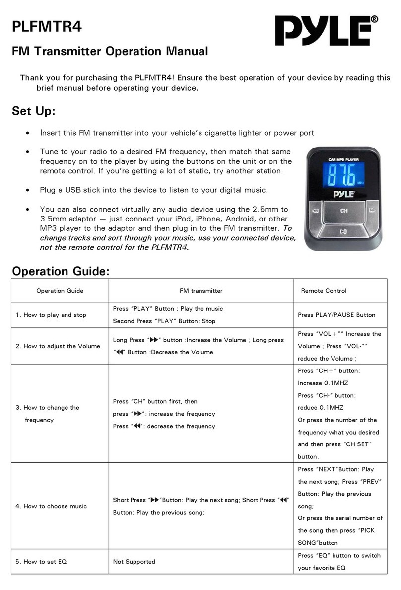 Pyle PLFMTR4 Operation guide