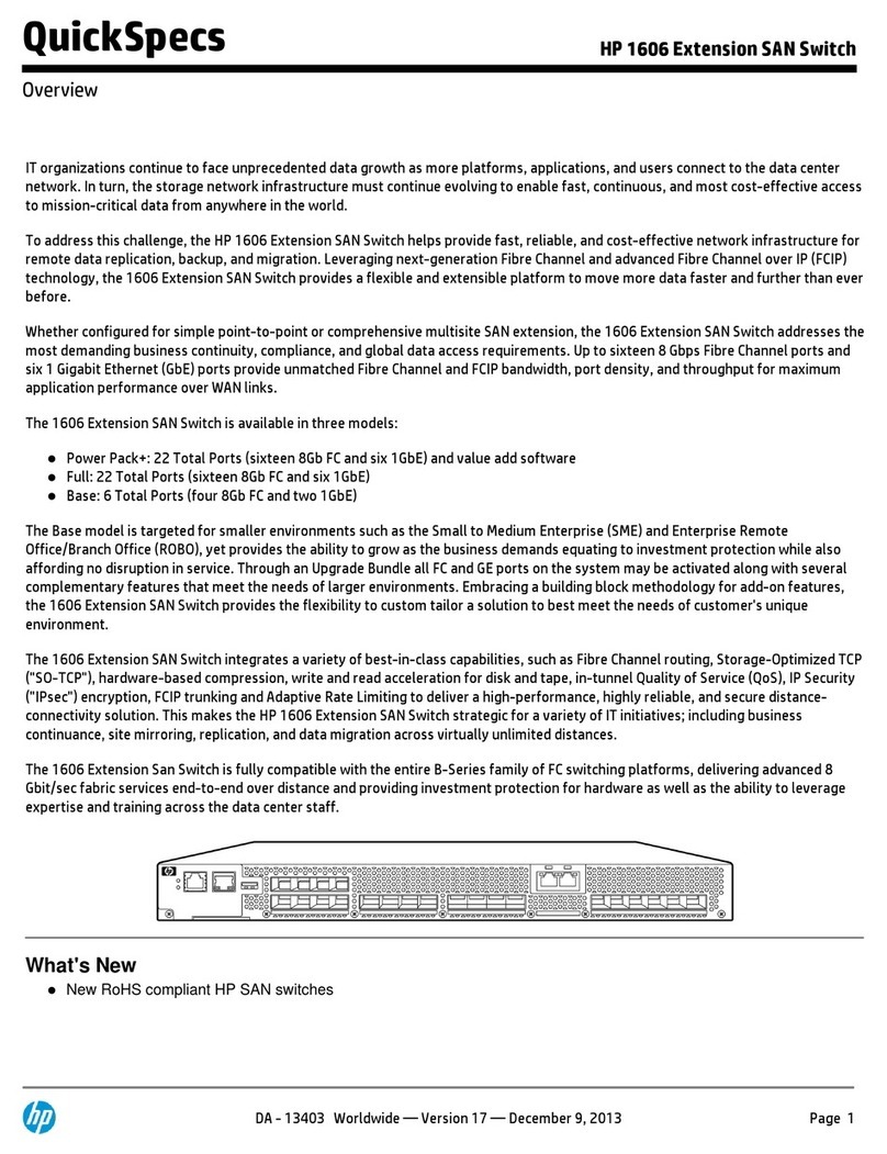 HP StorageWorks 1606 - Extension SAN Switch User instructions HP StorageWorks 1606 - Extension SAN Switch User instructions