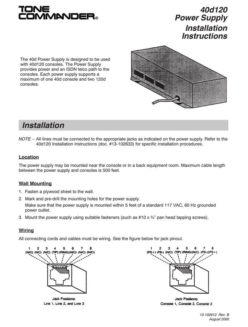 Tone Commander 40d120 installation instructions