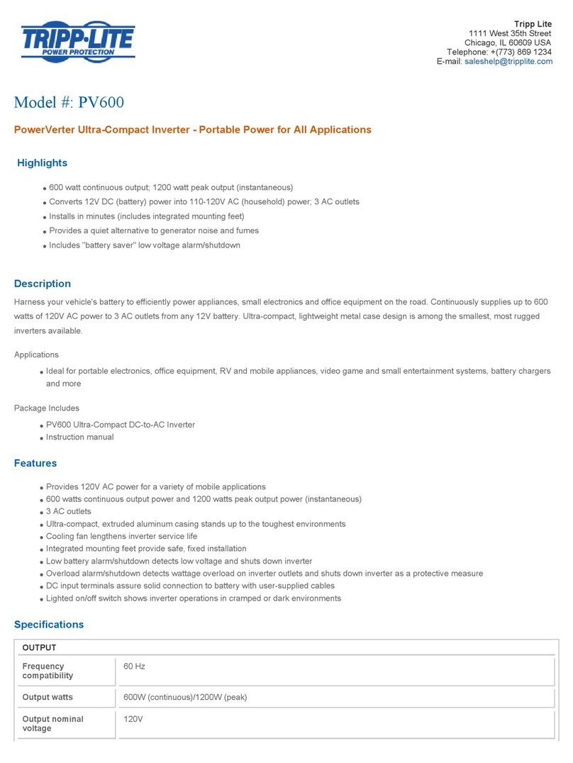 Tripp Lite PV600 User manual