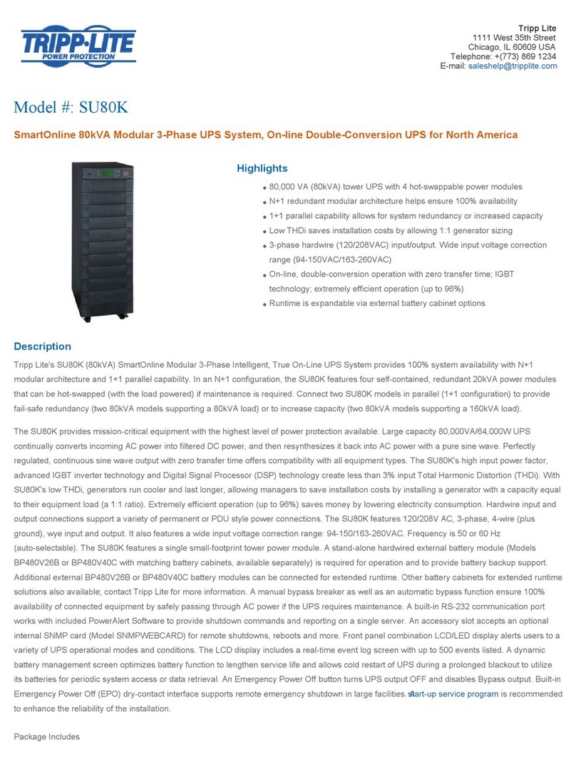 Tripp Lite SmartOnline SU80K Specifications