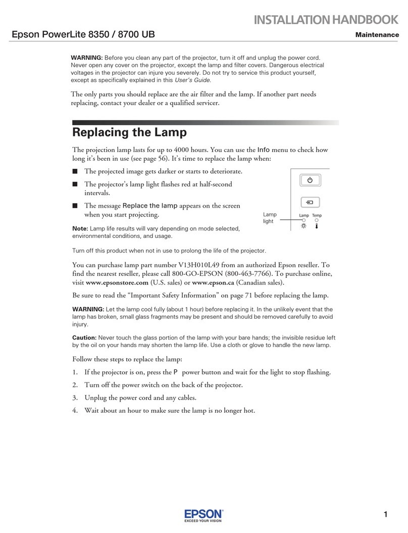 Epson PowerLite Home Cinema 8350 Parts list manual