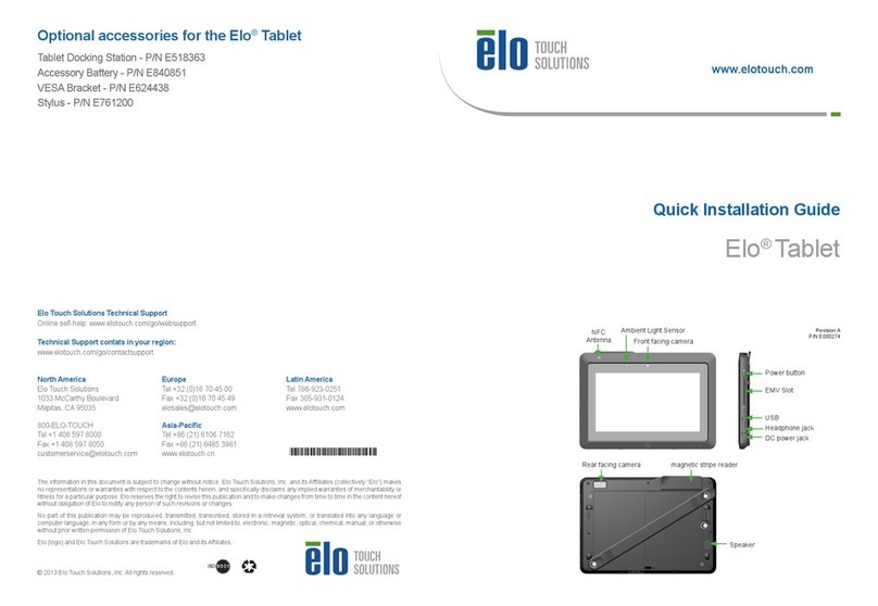 Elo TouchSystems Elo Tablet Quick installation guide