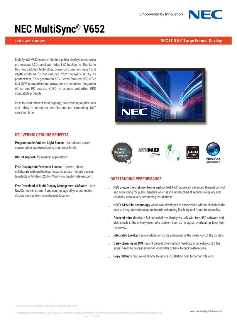 NEC MultiSync V652 User manual