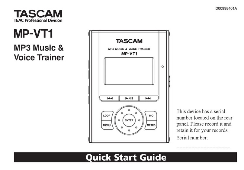 Tascam MP-VT1 quick start guide