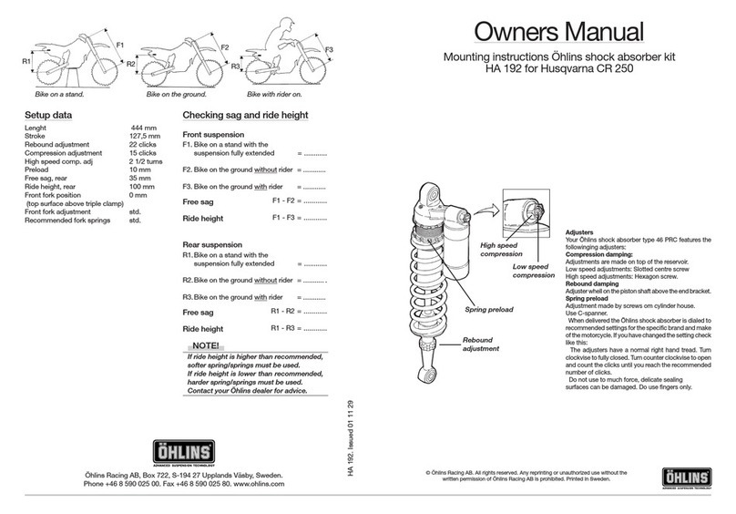 Ohlins HA 192 owner's manual