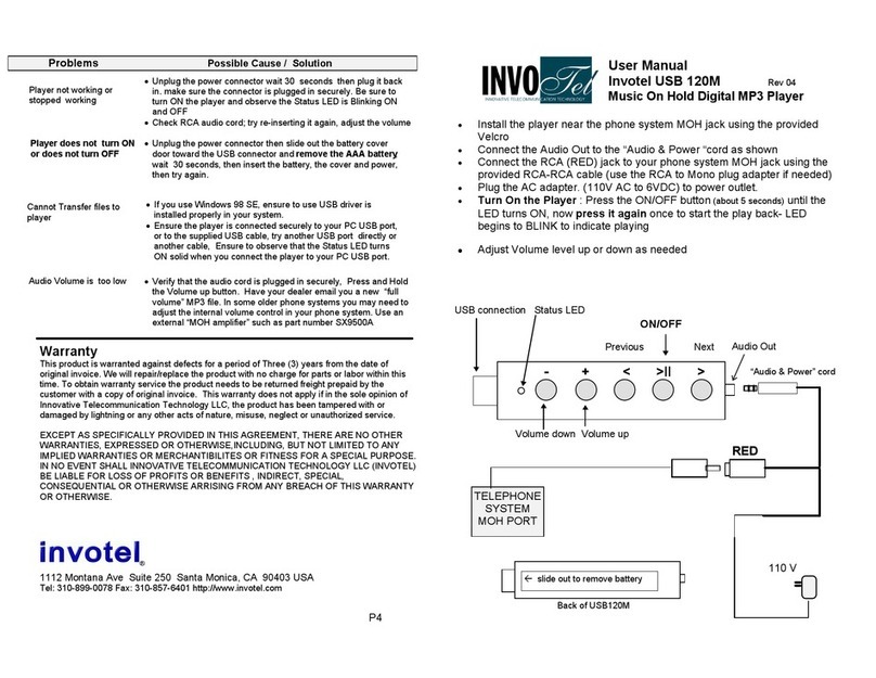 invotel USB 120M User manual