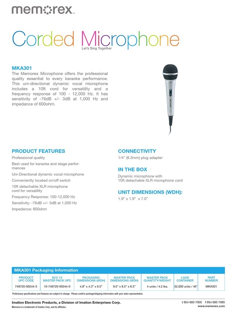 Memorex MKA301 - Corded Handheld Karaoke Microphone Product features