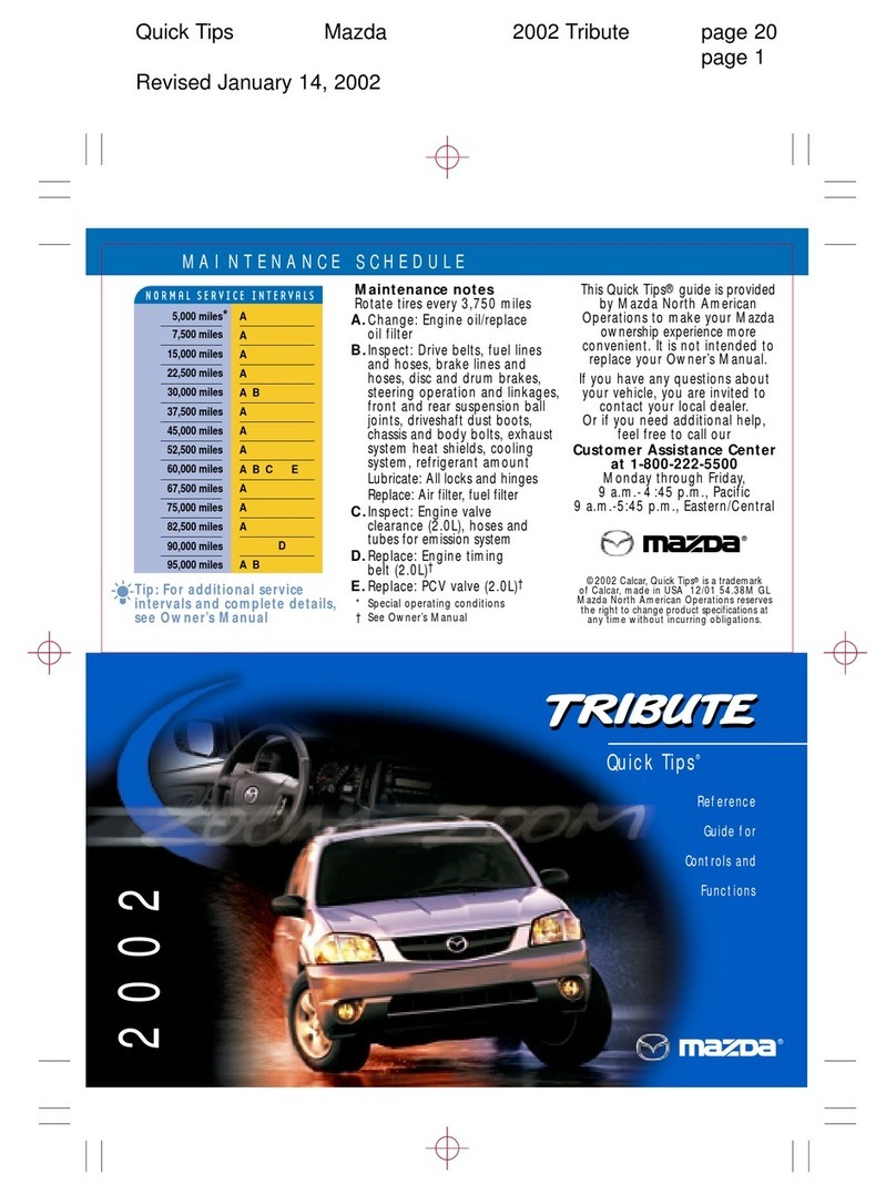 Mazda 2002 Tribute Quick tips