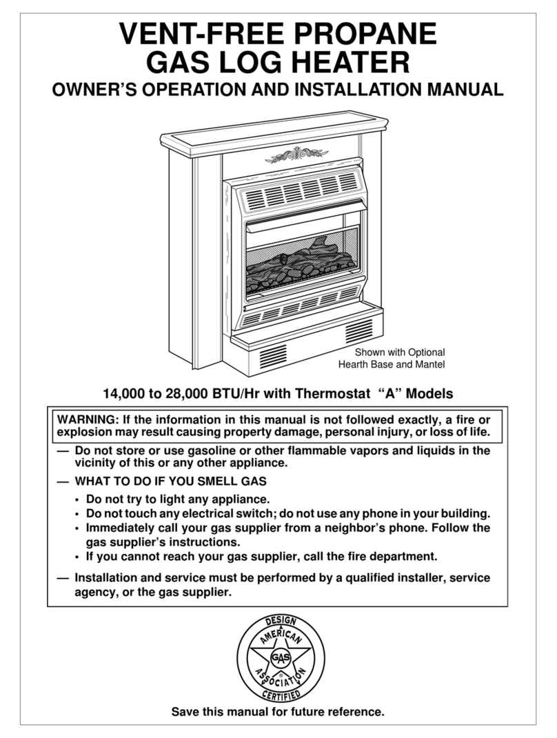 Master Vent-Free Gas Log Propane Gas Space Heater OWNER'S OPERATION AND INSTALLATION MANUAL