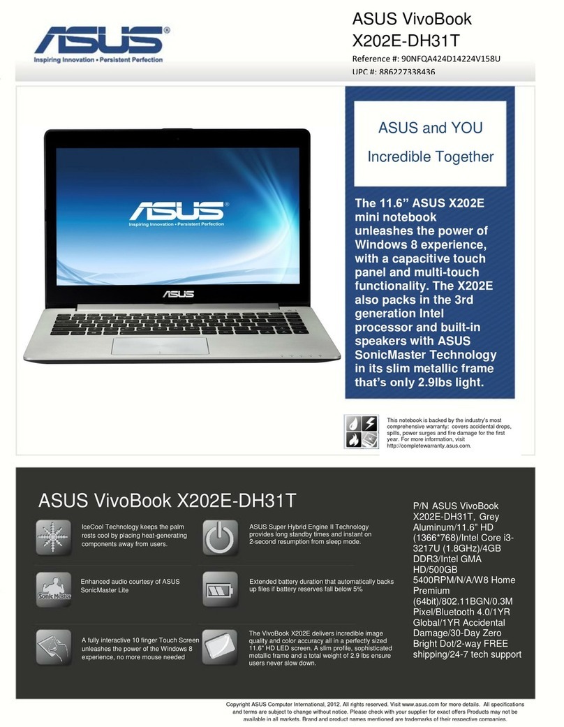 Asus VivoBook X202E-DH31T User manual