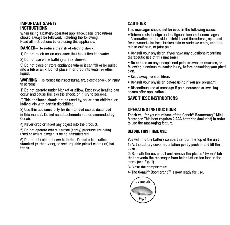 Conair Boomerang User manual