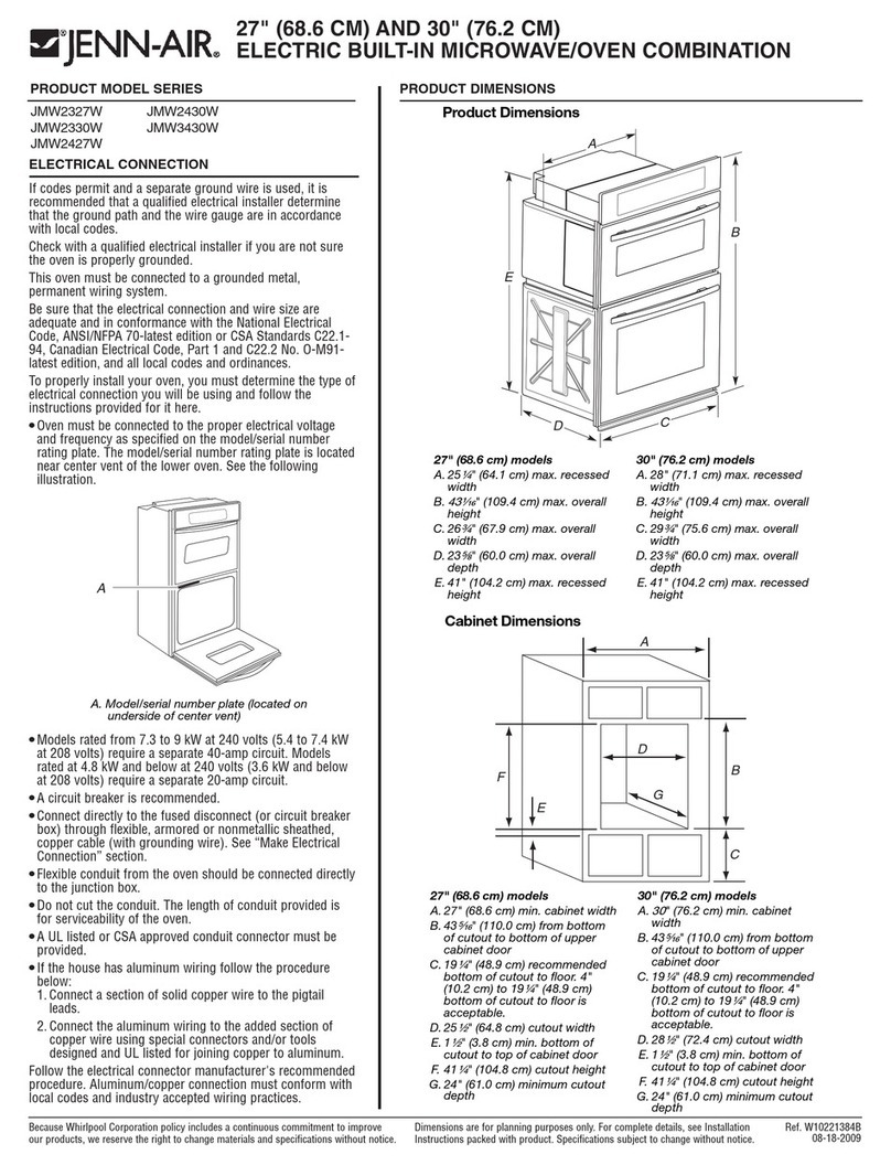 Jenn-Air JMW2327W Product dimensions