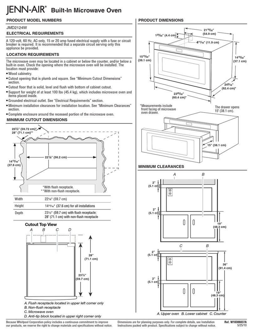 Jenn-Air JMD2124W Product dimensions