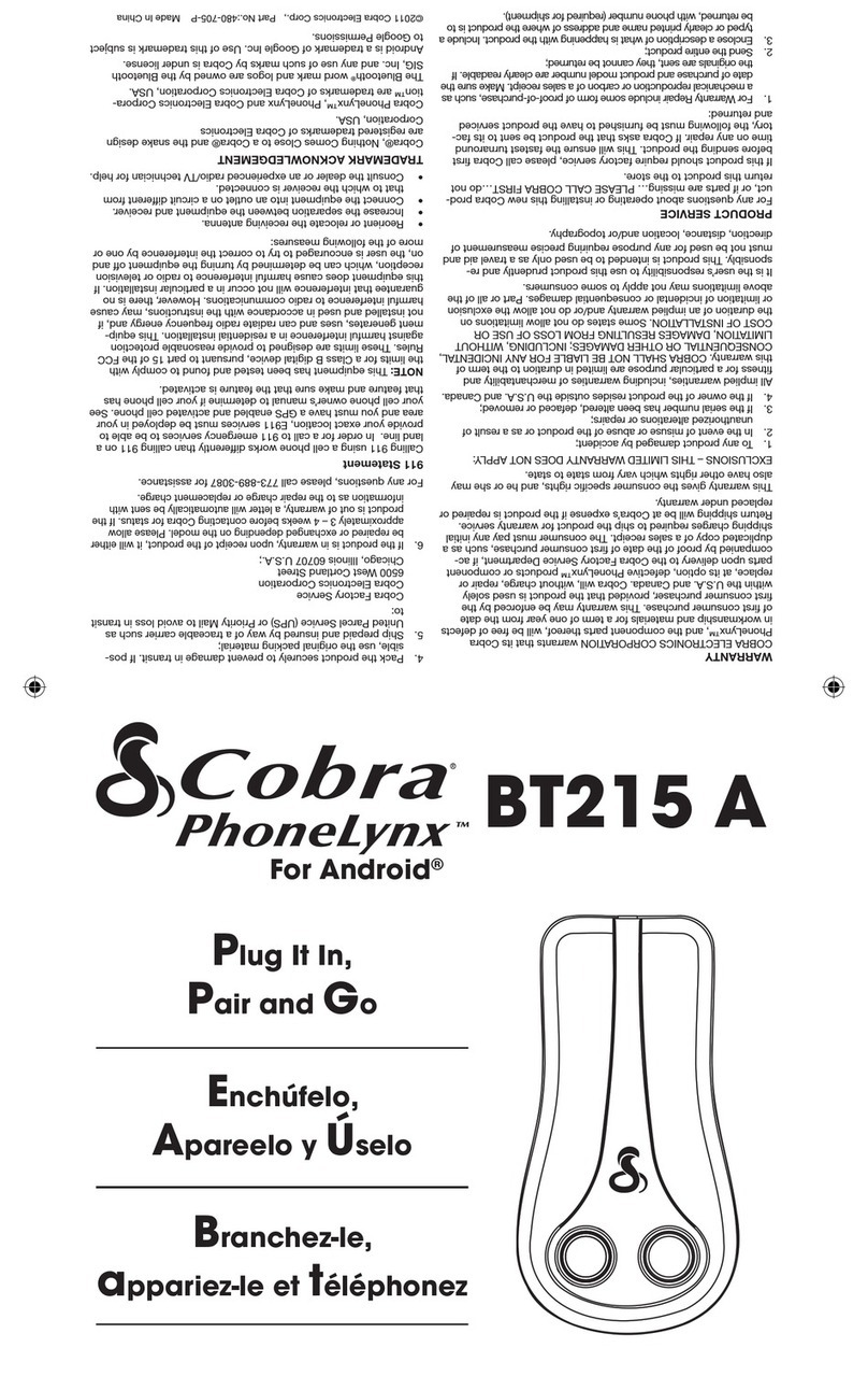 Cobra BT215A user guide