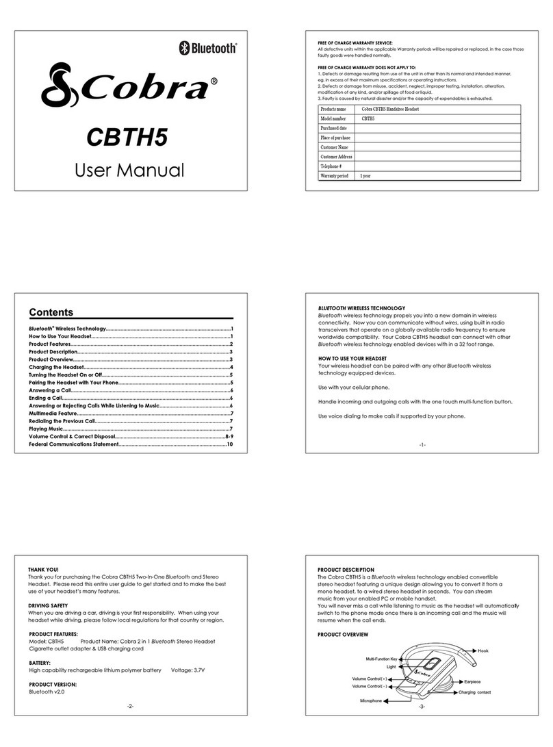 Cobra CBTH5 User manual