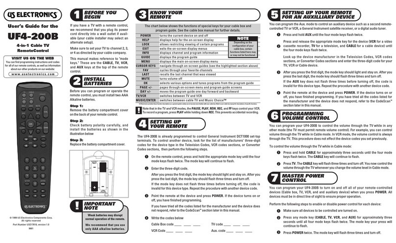 US Electronics UF4-200B user guide