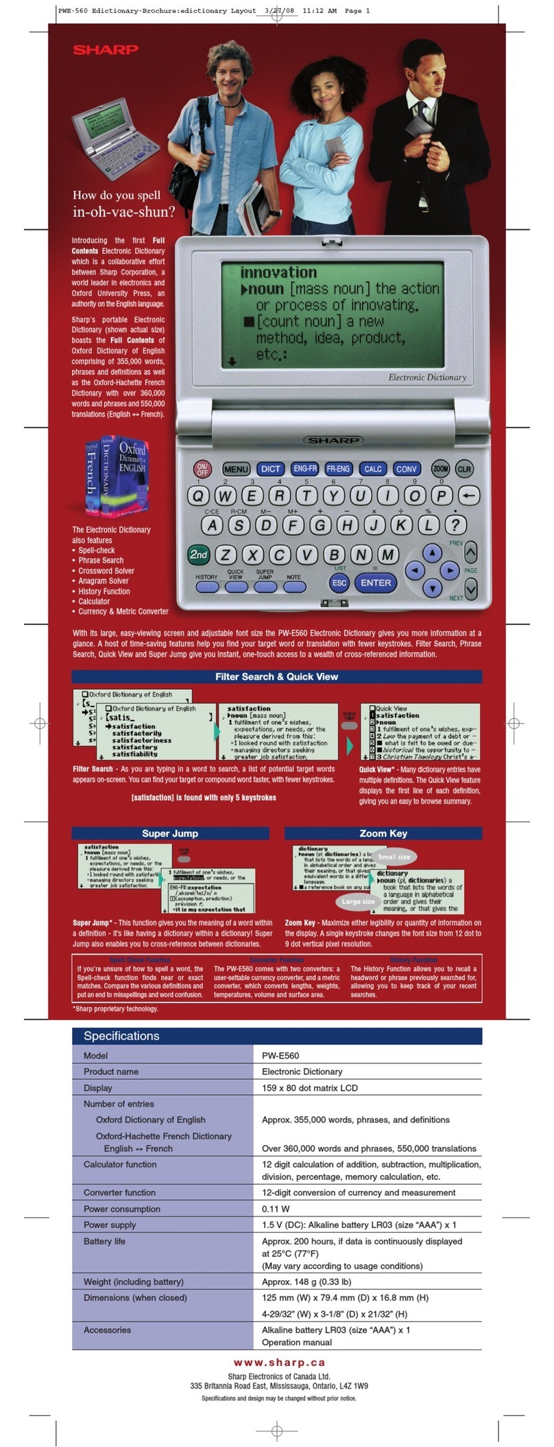 Sharp PW-E560 User manual Sharp PW-E560 User manual