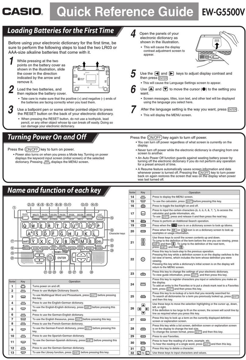 Casio EW-G5500V Quick reference guide