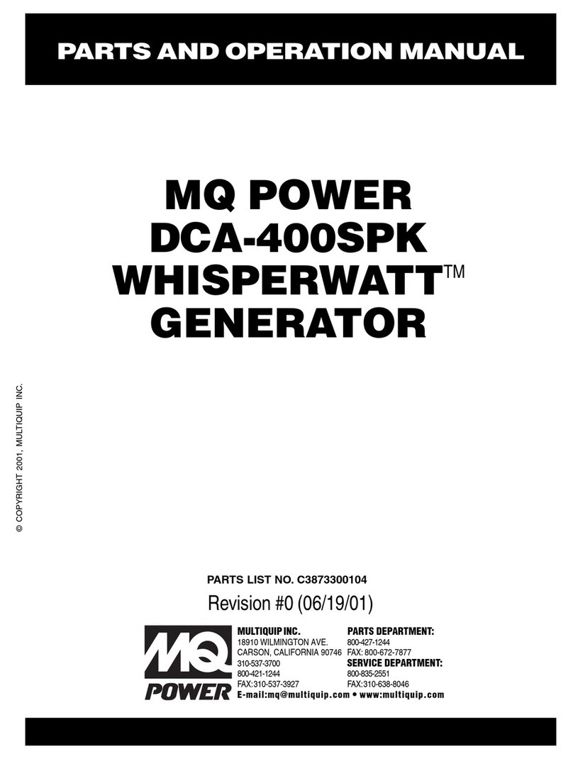 MULTIQUIP Power WHISPERWATT DCA-400SPK Parts and operation manual MULTIQUIP Power WHISPERWATT DCA-400SPK Parts and operation manual