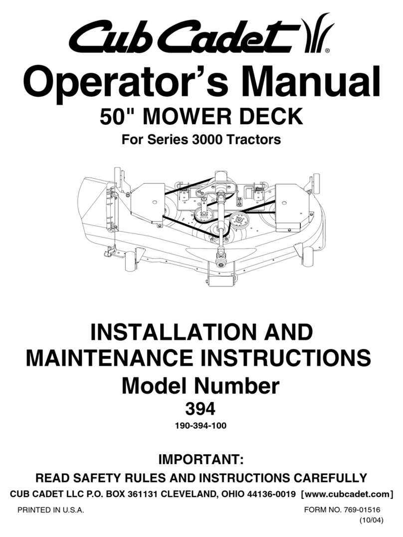 Cub Cadet 394 50" MOWER DECK User manual