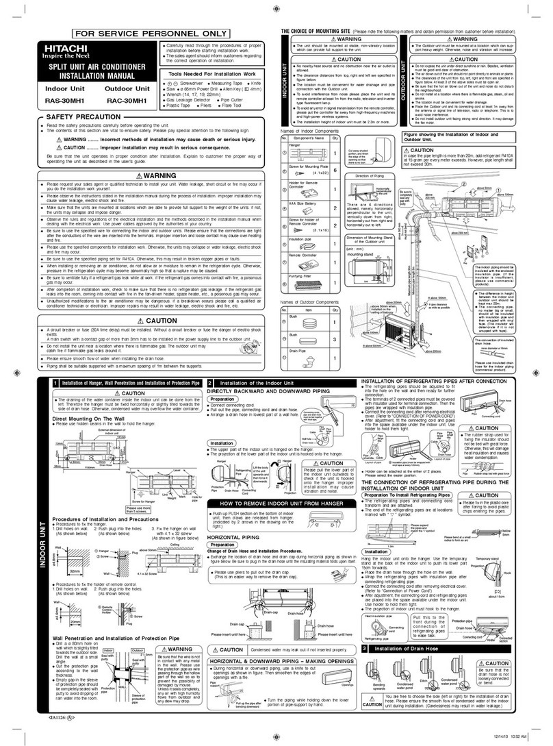 Hitachi RAS-30MH1 User manual