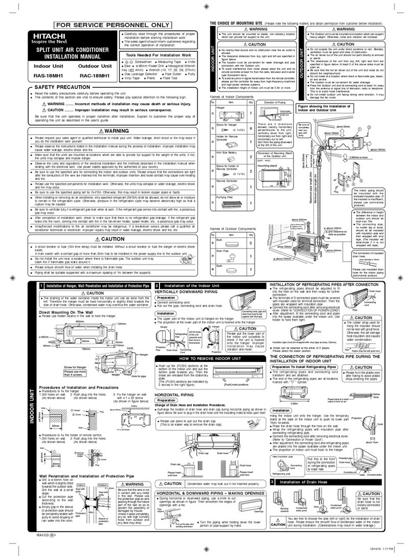 Hitachi RAC-18MH1 User manual