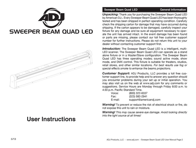 American DJ SWEEPER BEAM QUAD LED User instructions