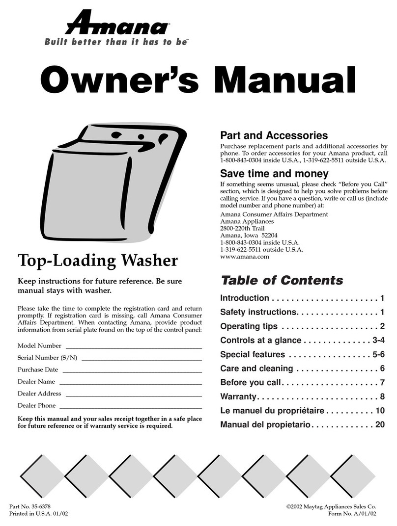 Amana Top-Loading Washer User manual Amana Top-Loading Washer User manual