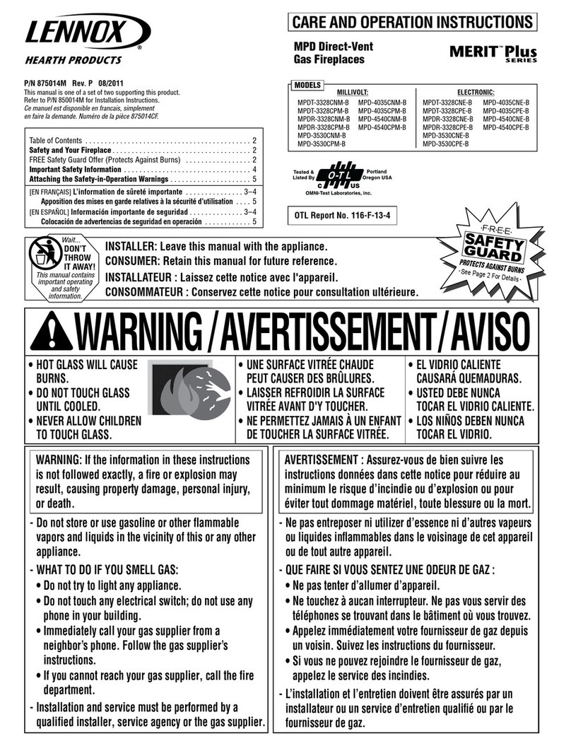 Lennox Hearth Products MPDT-3328CNM-B User manual