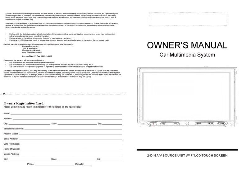 Epsilon Electronics car multimedia system User manual Epsilon Electronics car multimedia system User manual
