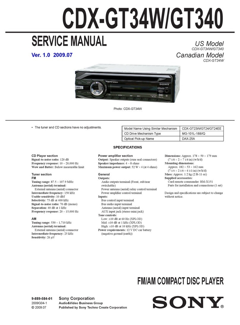 Sony CDX-GT34W - Fm/am Compact Disc Player User manual