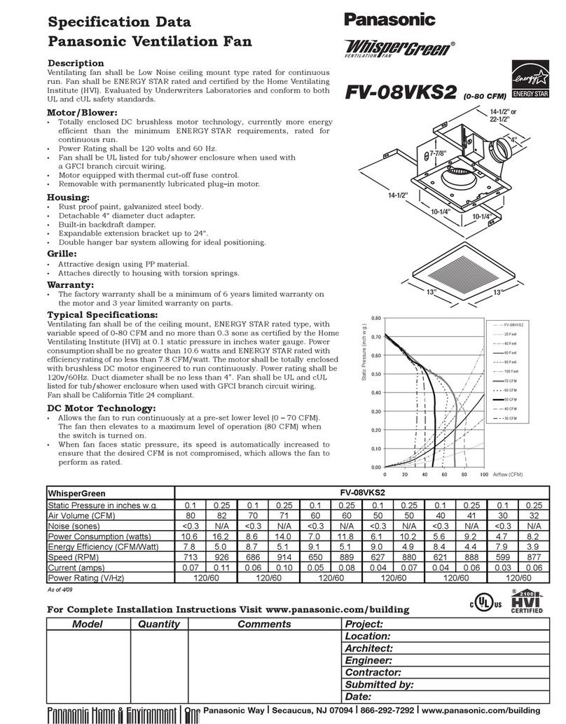 Panasonic WhisperGreen FV-08VKS2 Specifications