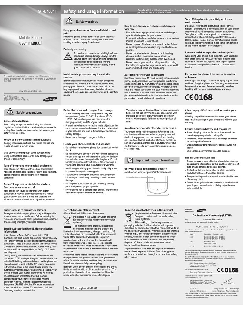 Samsung GT-E1081T User manual