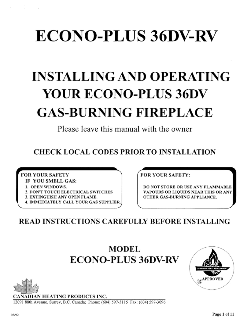 Canadian Heating Products Econo-Plus 36DV-RV Installing and operating instructions