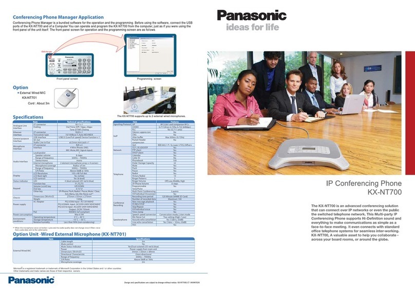 Panasonic VoiceSonic KX-NT700 Specifications
