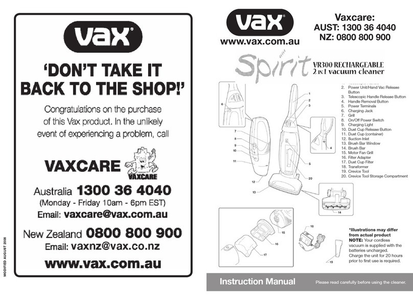 Vax Sirit VR300 User manual Vax Sirit VR300 User manual