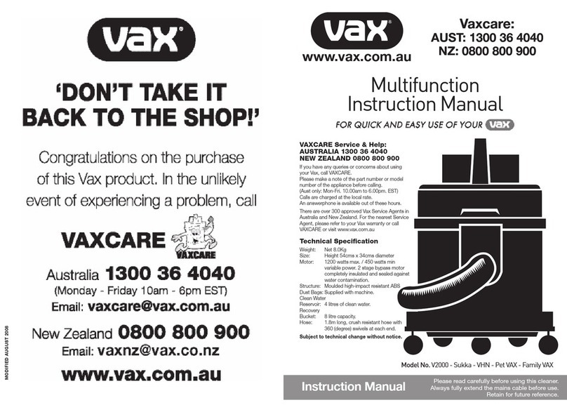 Vax V-2000 U User manual