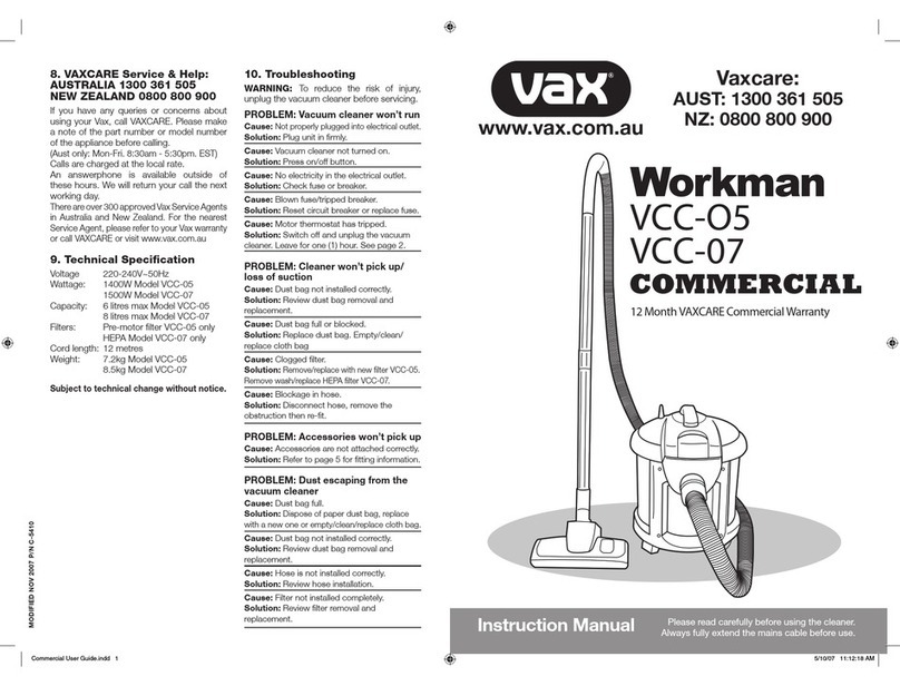 Vax Workman VCC-07 User manual
