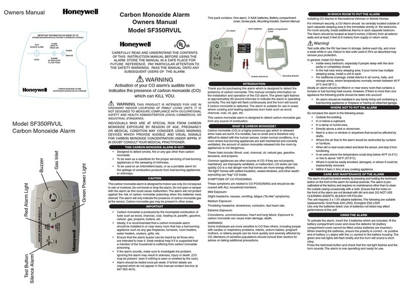 Honeywell SF350RVUL User manual